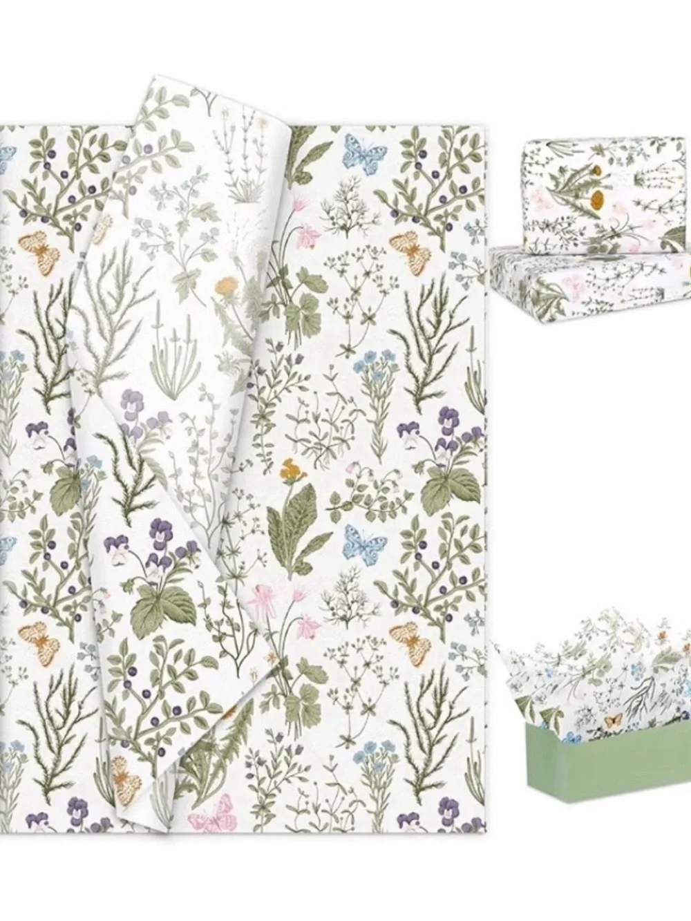 Vintage Retro Wildflower Poly Mailers 10x13 + Matching Tissue Paper Set (20)